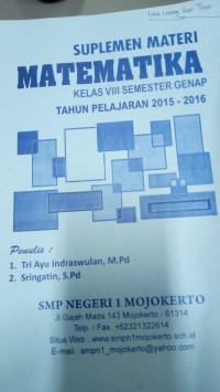 Suplemen Materi Matematika Kelas VIII semester Genap Tahun Pelajaran 2015 - 2016